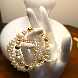 4pcs Fashion Simple Pearl Bracelet Set faux pearl